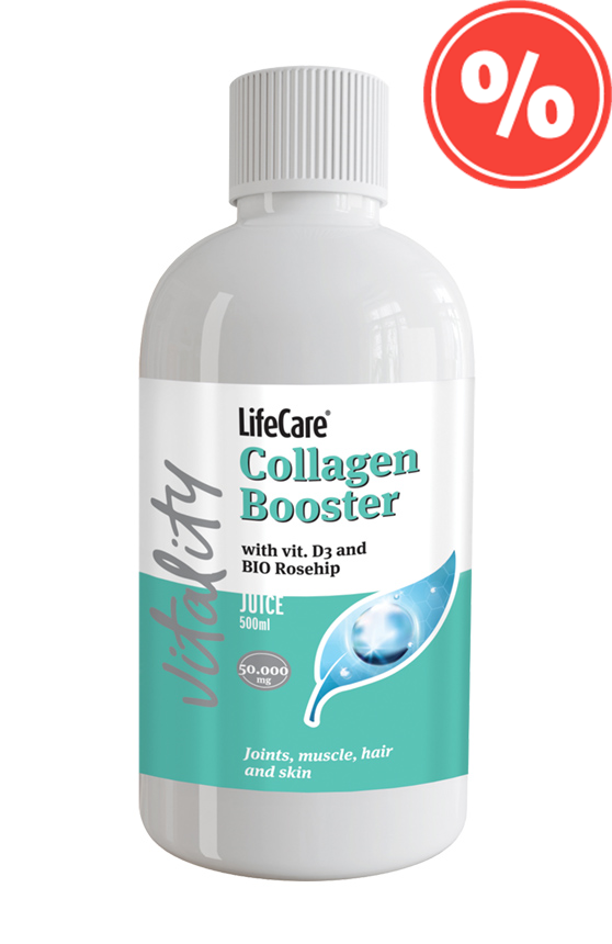 Supliment alimentar lichid pentru articulații, Colagen Booster, cu vitamina D3 și măceșe BIO, Life Care®