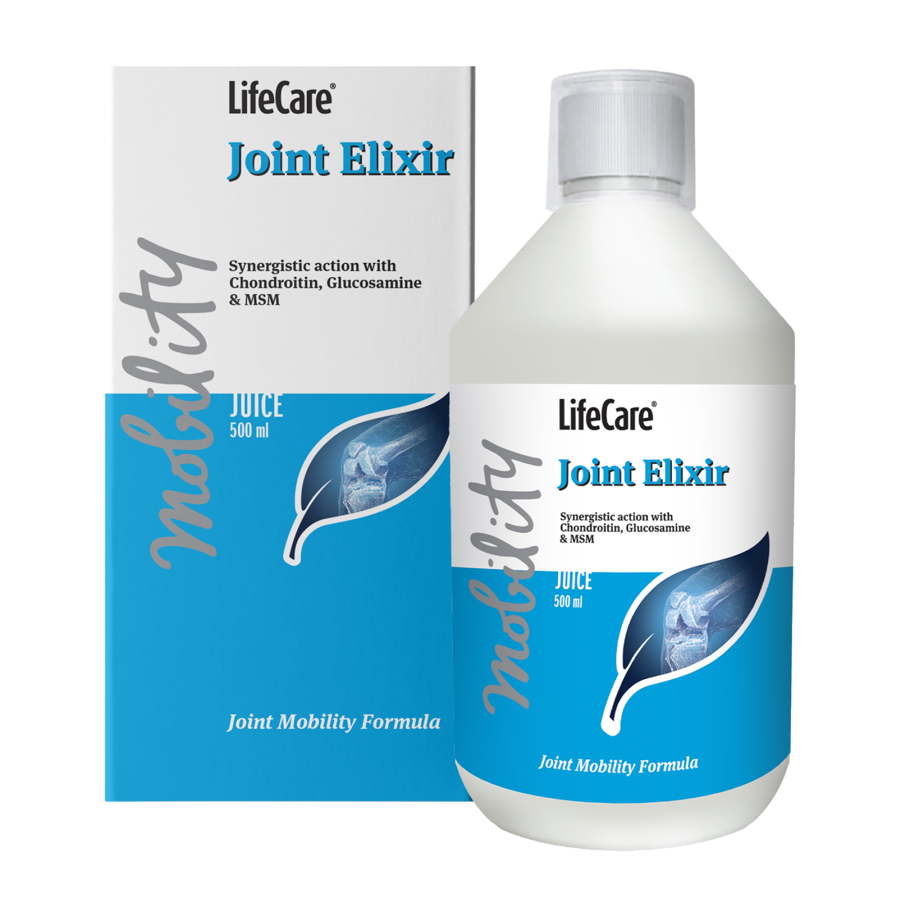 Supliment alimentar lichid pentru articulatii, Joint Elixir, Actiune Sinergica cu Condroitina, Glucozamina si MSM, Life Care® Joint Elixir este un supliment lichid bazat pe o formula unica de minerale, substante fiziologic active si vitamine, ce contribuie la mentinerea mobilitatii articulatiilor si la regenerarea acestora.