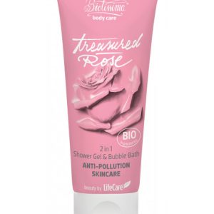 Gel de duș și spumant de baie 2 în 1 Treasured Rose cu apă de trandafiri BIO