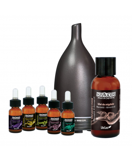 KIT AromaTherapie cu diffuser negru ceramic
