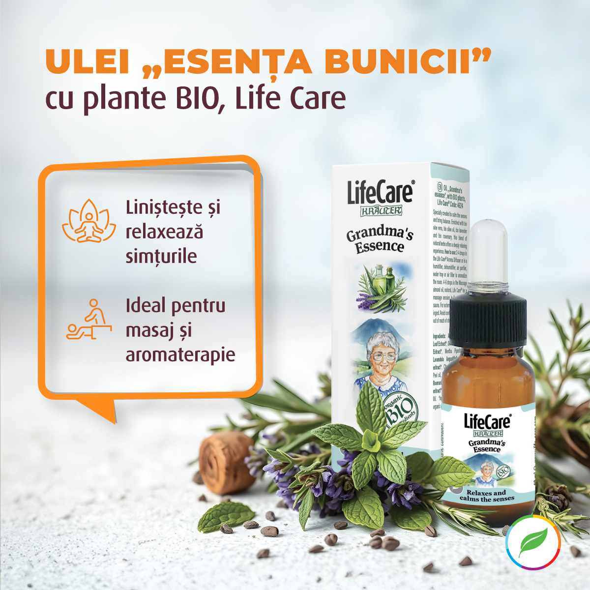 Ulei, „Esenta bunicii", cu plante BIO -linisteste si relaxeaza simturile