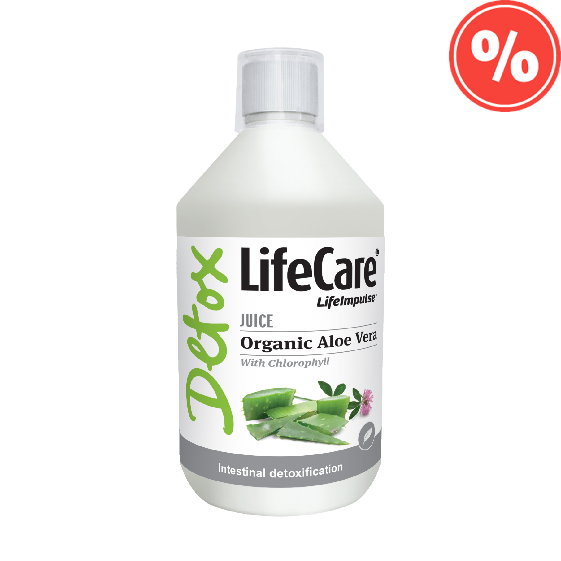 Supliment alimentar lichid detoxifiant, din suc de Aloe Vera BIO cu clorofila, Life Care®
