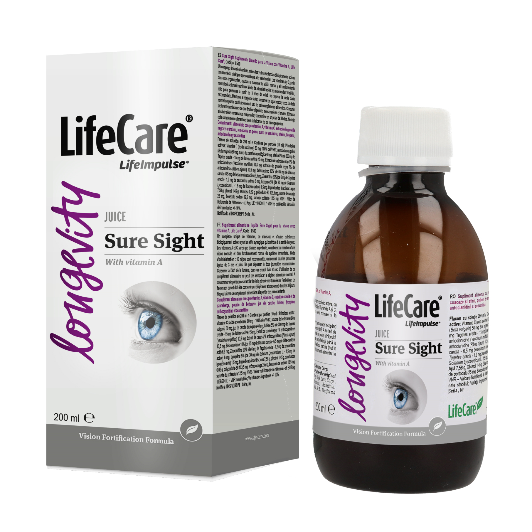 Supliment alimentar lichid pentru vedere, Sure Sight, cu Vitamina A, Life Care®