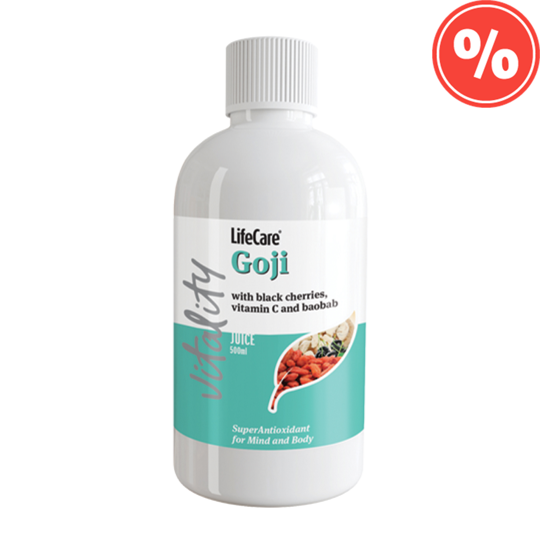 Supliment alimentar lichid cu Goji, cireșe negre și vitamina C
