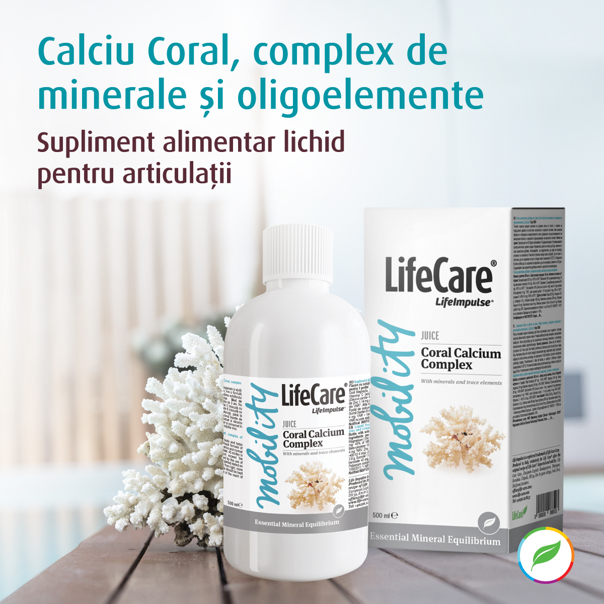 Supliment alimentar lichid pentru articulatii, Calciu Coral, complex de minerale si oligoelemente, Life Care®