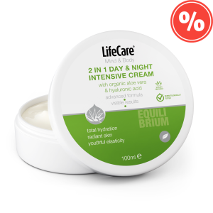 Crema 2 in 1 de zi si de noapte, EQUILIBRIUM, Life Care® a fost creata pentru a oferi tenului tau un ritual complet de hidratare si confort - in orice moment al zilei. O formula delicata, cu textura catifelata, ce combina aloe vera BIO cu acid hialuronic, pentru a reda pielii supletea, luminozitatea si echilibrul natural.
